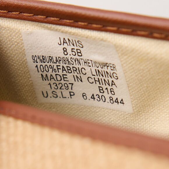 Lauren Ralph Lauren Janis Burlap Slip-On Sneakers Tan Brown Casual Preppy Sz 8.5 - Picture 7 of 11